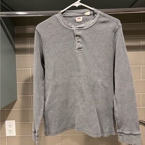 Y2K Levi’s Grey Thermal Henley Long Sleeve Shirt Size S
